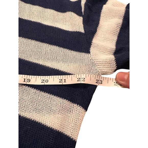 Joie Soft Erickson Coastal Nautical Striped Lightweight Hoodie Navy White, L - Picture 7 of 9